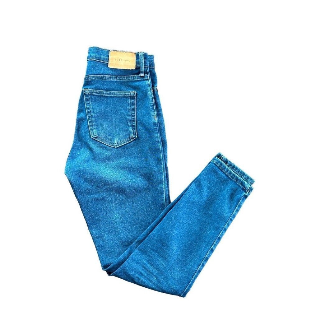 Everlane Women's Cotton Stretch Skinny Denim Blue Medium Wash Jeans 24 Ankle
